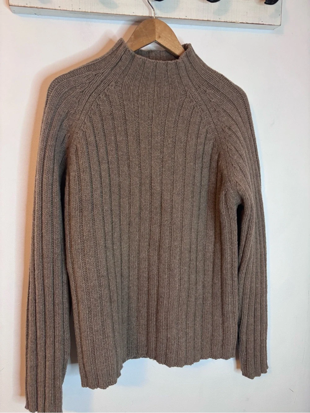 J.Crew Men’s Taupe Ribbed Lambswool Mock Neck Sweater
